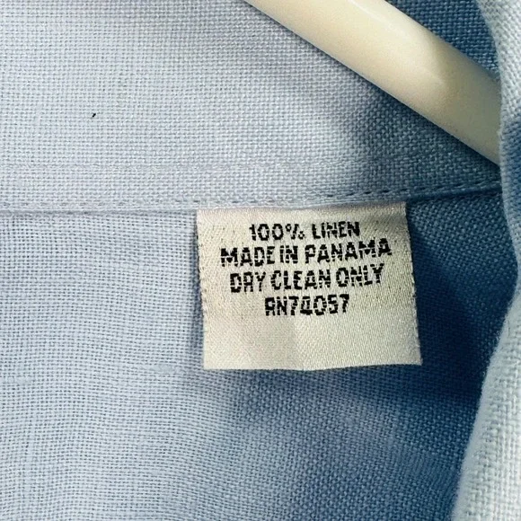 Ramon Puig Guayabera Shirt Mens 4XL Long Blue Linen Button Up Cuban 4 Pocket S/S - Picture 7 of 10